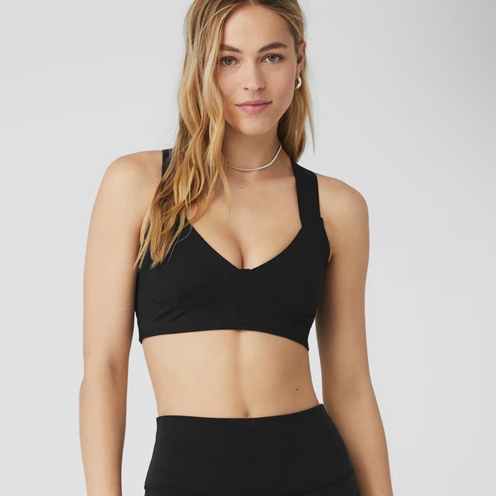 ALO Yoga Black Racerback Support Sports Bra